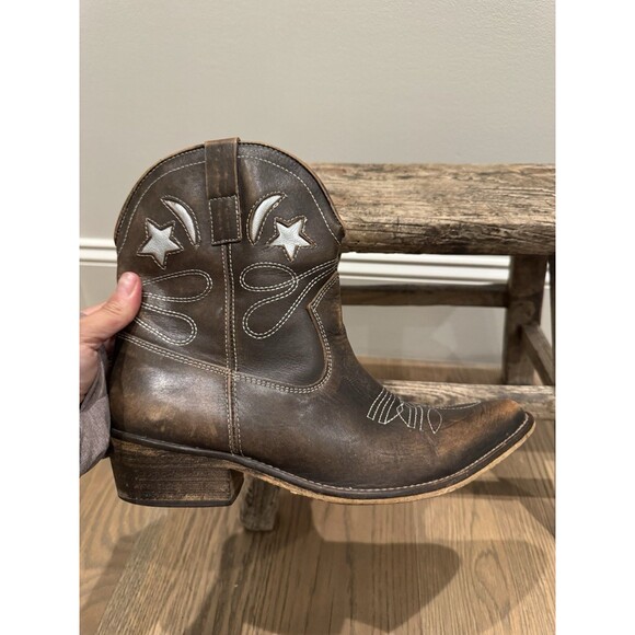 Jeffrey Campbell STARWOOD Distressed Brown Leather Western Ankle Boot 41 US 10 - Picture 11 of 11